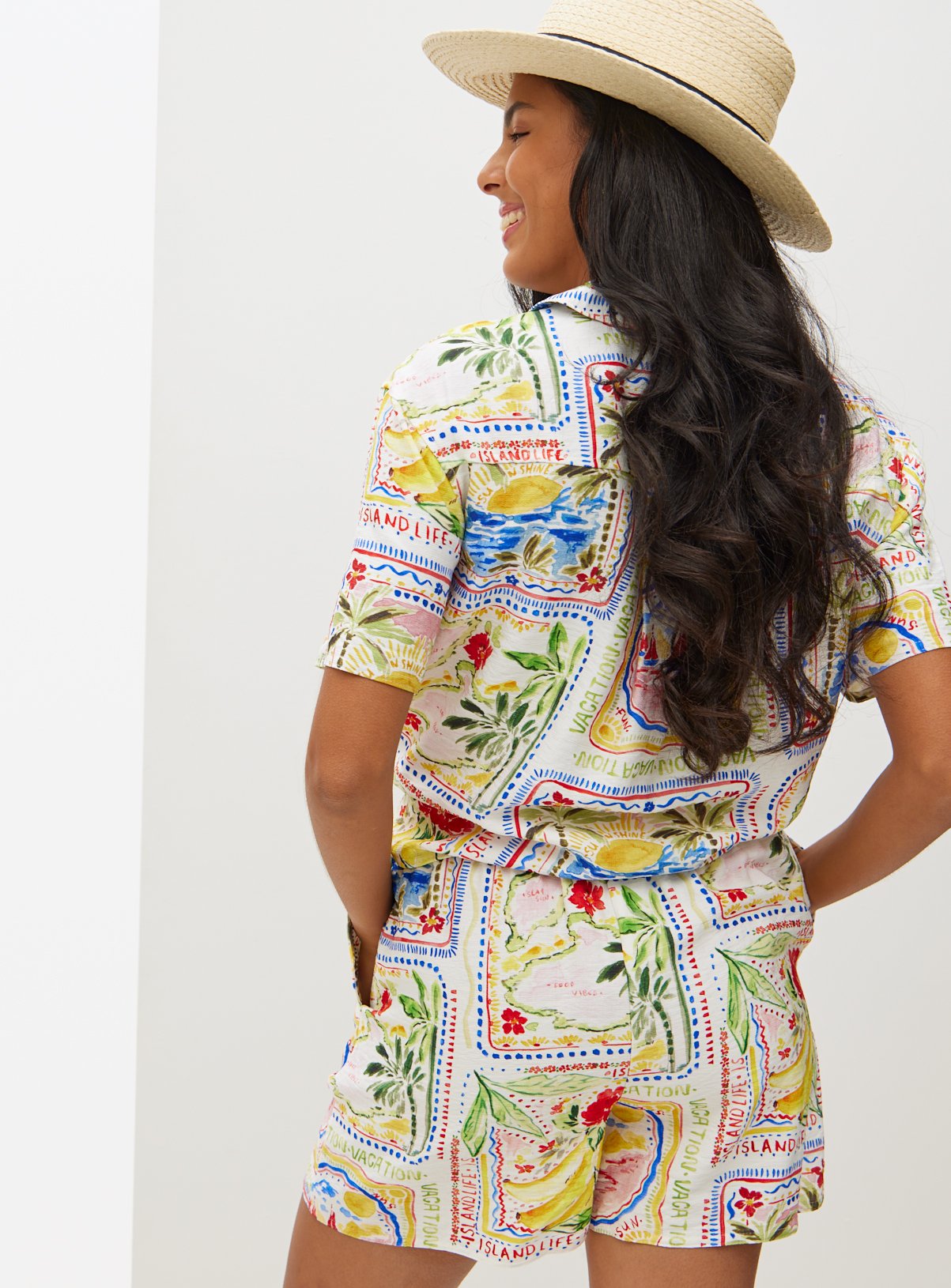Multi Postcard Print Co-ord Shirt 12 - Image 4 thumbnail
